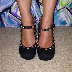 Betsyville studded black wedges