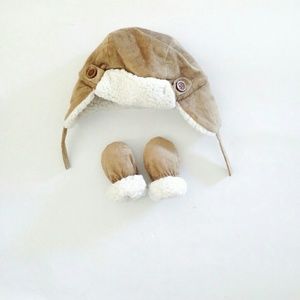 baby infant winter hat and mittens set 0-6 months