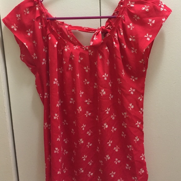 LC Lauren Conrad Red Bow Blouse!