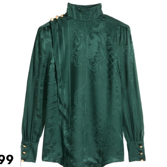 HM Balmain jacquered weave silk blouse