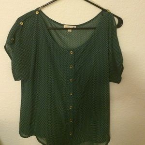 Green blouse.