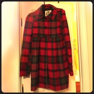 Cute red plaid lined coat.