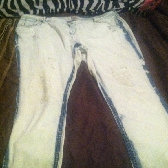 Bleached ripped jeans