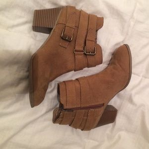 Tan express booties size 8