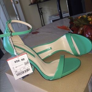 Zara green open strap heels