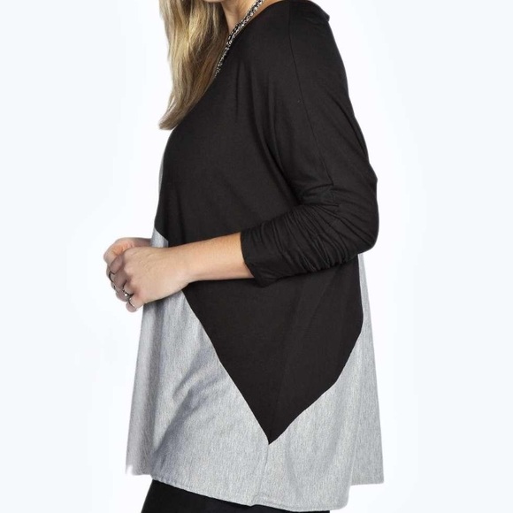 🎉HOST PICK🎉Black/Gray Batwing L/S Viscose Top🎀 - Picture 2 of 4