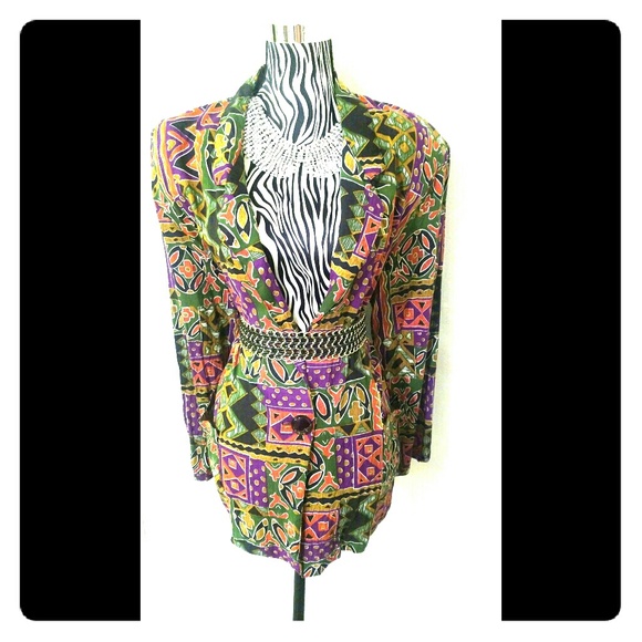 Oversized Multi-color Print Blazer