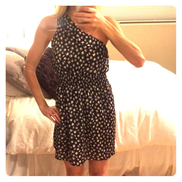 Final Touch navy dress with cream circles