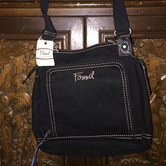 NEW -Fossil Blk Weekender Organizer Crossbody Bag