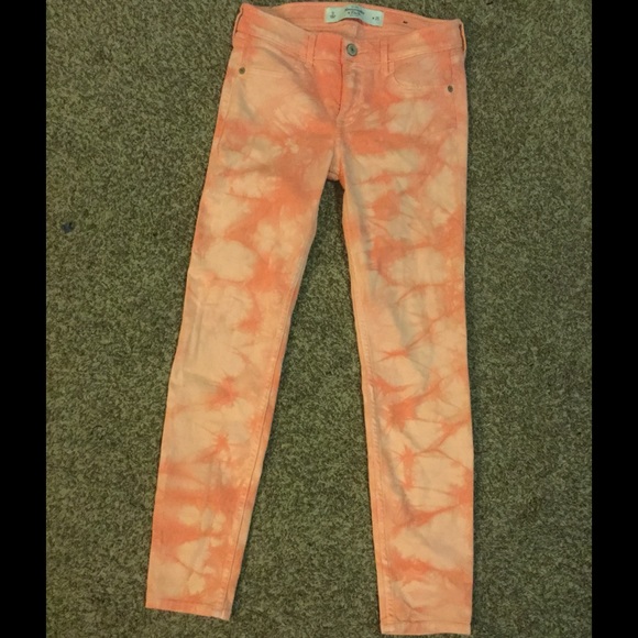 Peach pink tie dye skinny jeans - Picture 1 of 2