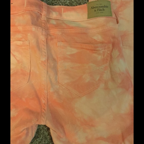 Peach pink tie dye skinny jeans - Picture 2 of 2