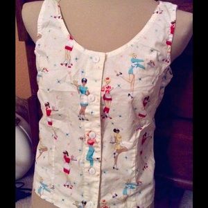 Pinup girls novelty print top shirt