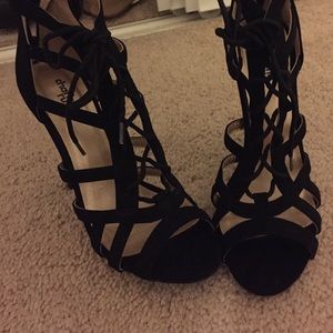 Black lace up heels