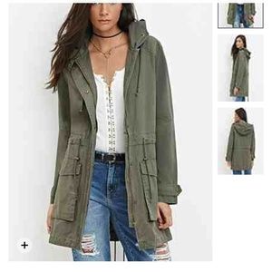 Olive F21 longline Jacket
