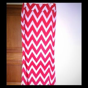 Coral Chevron Maxi Skirt