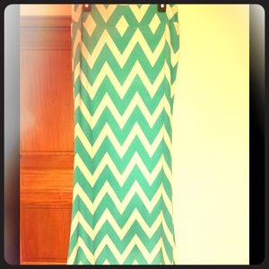 Mint Chevron Maxi Skirt