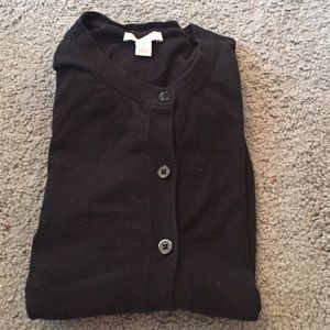 Gap Black Cotton Crew Neck Cardigan