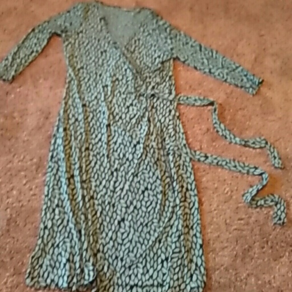 Wrap Dress Turquoise/Leaf