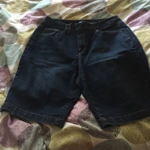 Bermuda length denim shorts