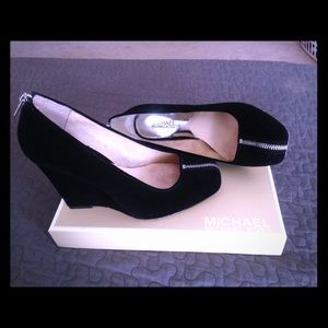 Michael Kors black suede Parker Wedge
