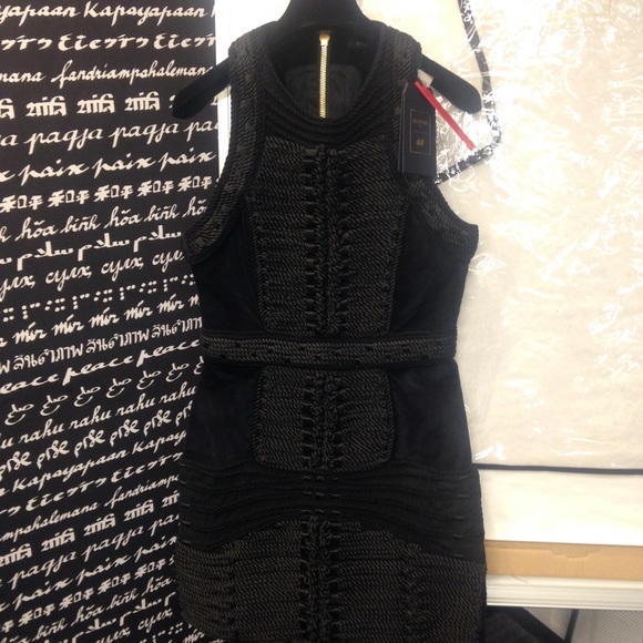 Balmain X H&M black velvet Dress with Braiding - Picture 2 of 3