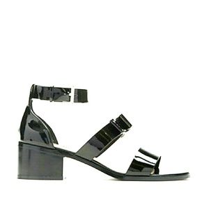 Patent leather bow heels