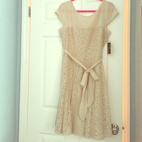 Lace dress with sheer top
