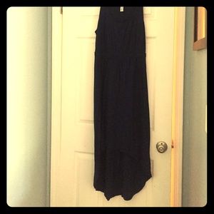 High low navy cotton style sun dress.