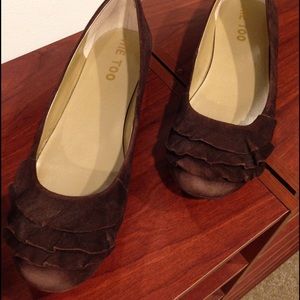 Me Too brown suede flats, 8.5