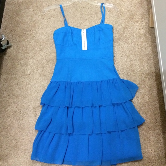 Walter Baker turquoise strapless with ruffle skirt