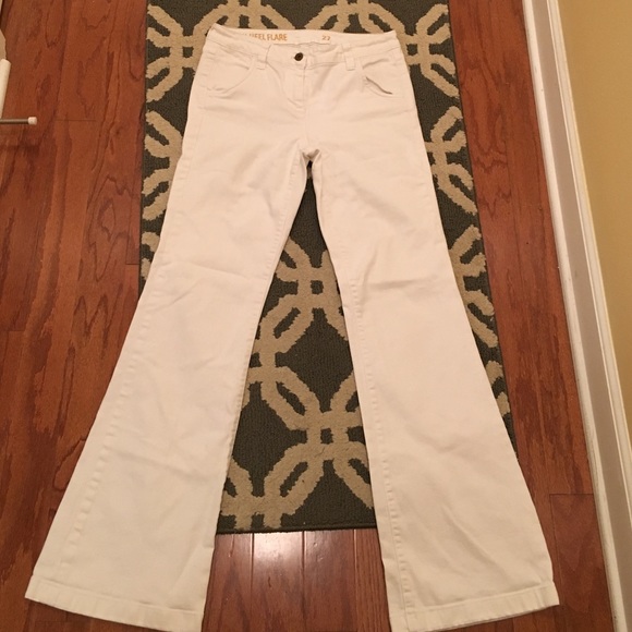 JCrew white flare jeans.