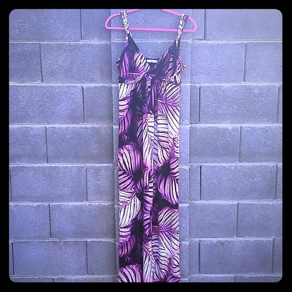 Leaf print purple Maxi