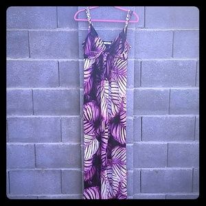 Leaf print purple Maxi