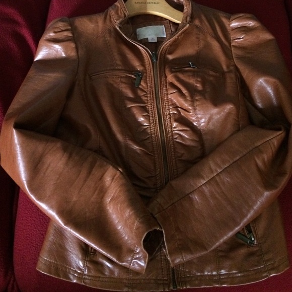 Faux leather brown jacket.