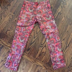 Anthropologie red metallic pant