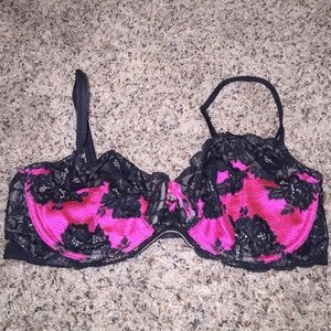 Black and hot pink Victoria's Secret bra