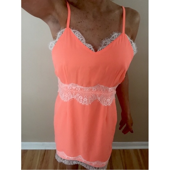 Orange/Coral Lace Cami Dress