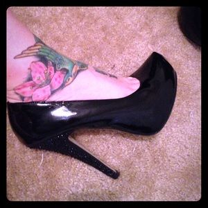 Black patent leather heels