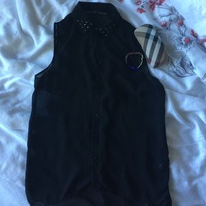 Black studded Zara sheet blouse