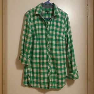 Talbot's Kelly green button down flannel shirt
