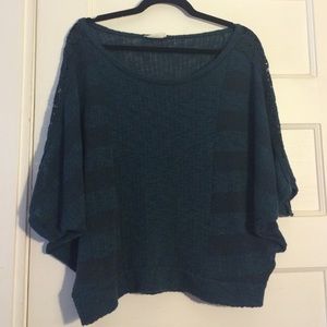 Teal crochet arm accent sweater!