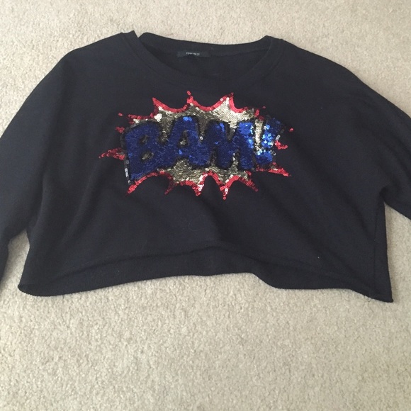 Cropped crew neck sweatshirt