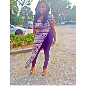 Tribal print split maxi tee