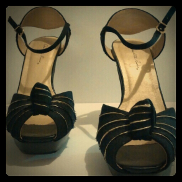 Charlotte Russe Peep Toe Heels W/Strsp