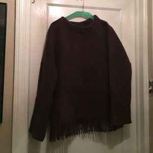 Brown wool J. Crew poncho style sweater