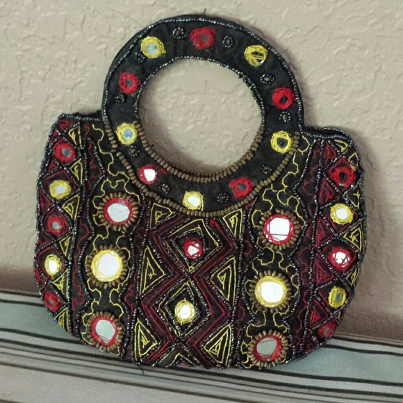 Beaded clutch with embroidery