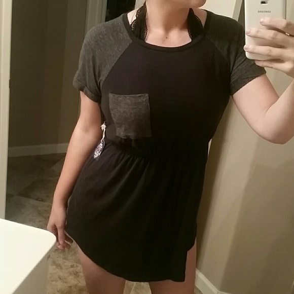BLACK | HEATHER GREY casual t-shirt dress