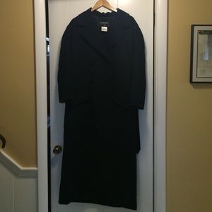 Long black chanel trench coat