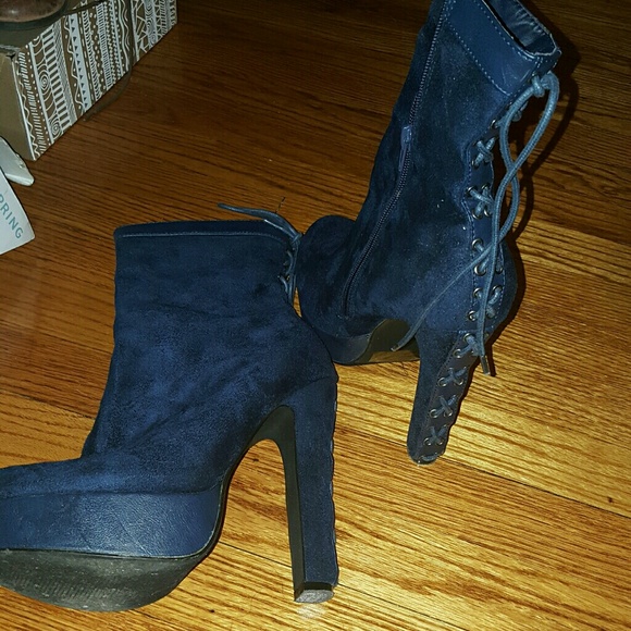 Navy Blue Booties - Picture 2 of 4