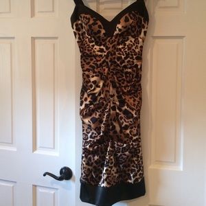 Cache leopard print cocktail dress